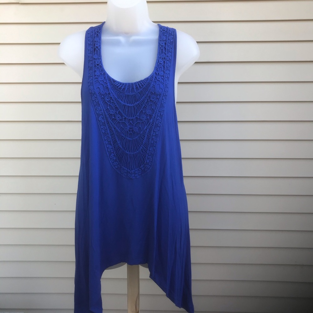 Cable & Gauge - High/Low sleeveless blue tunic, Size: M